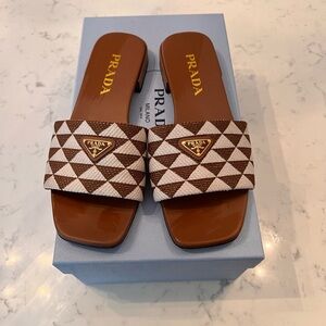 Prada Embroidered Fabric Slide